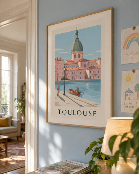 Affiches Toulouse : affiche de la collection encadrée dans un intérieur