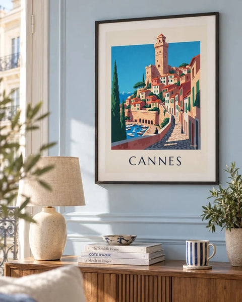 Affiches Cannes : affiche de la collection encadrée dans un intérieur