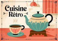 Affiche rétro théière et café années 1950
