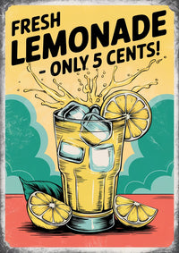 Affiche Limonade fraîche rétro années 1950 Publicitaire