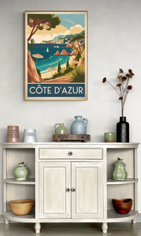 Affiche Côte d'Azur bord de mer Méditerranée années 1930