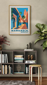 Affiche Marrakech médina marocaine style Art Déco