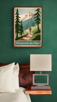 Affiche Découverte des Alpes randonnée montagnarde