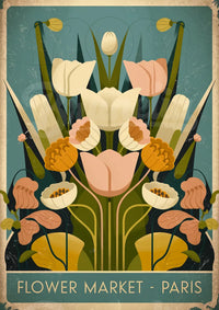 Affiche artistique – Bouquet floral stylisé pastel