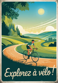 Affiche cyclisme rural paysage vallonné années 1930