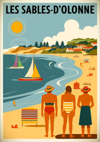 Affiche Les Sables-d'Olonne baignade et voiliers