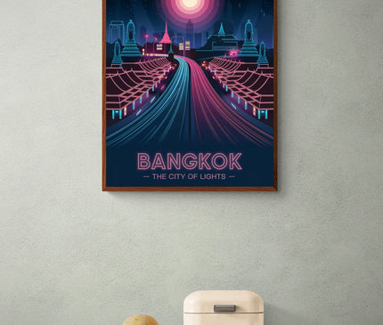 Affiche ambiance nocturne vintage Bangkok