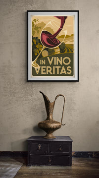 Affiche rétro dégustation de vin rouge Art Déco