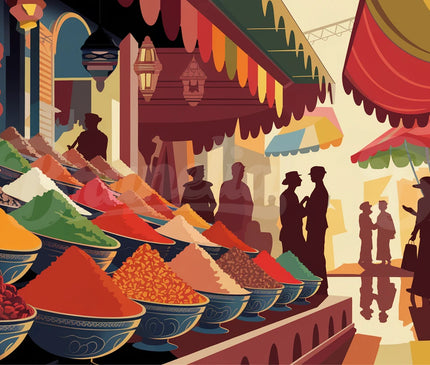 Affiche marché aux épices rétro