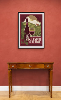 Affiche Vin rouge esprit de la terre années 1930 Publicitaire