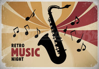 Affiche Retro Music Night Saxophone Jazz