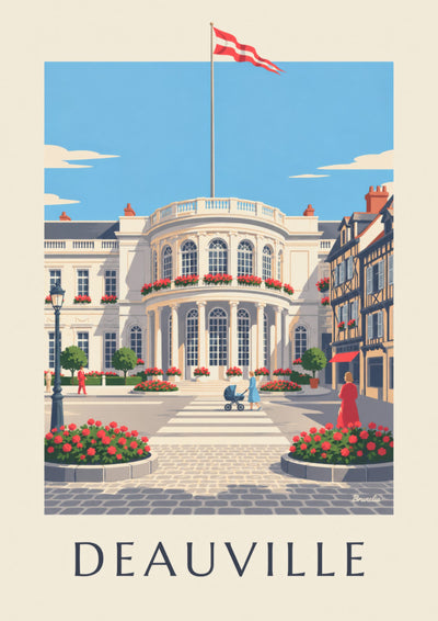 Affiche Deauville casino blanc et géraniums : l'affiche entière