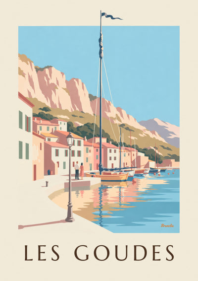 Affiche port des Goudes au coucher du soleil : l'affiche entière