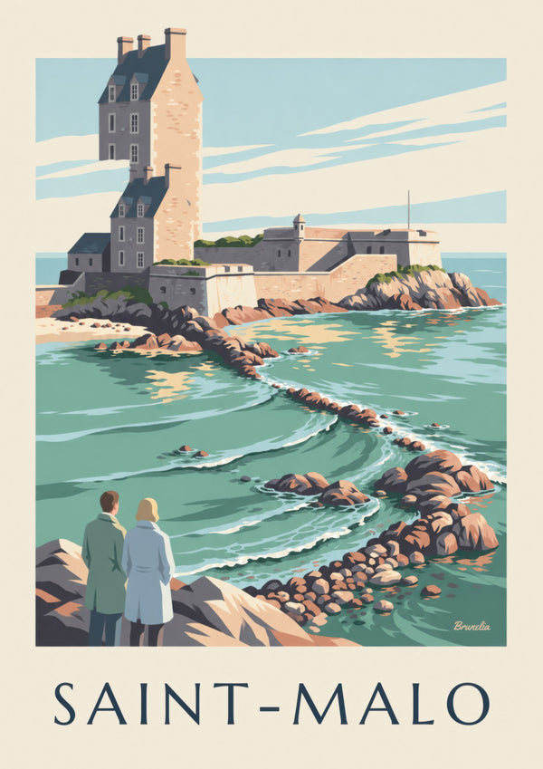 Cartaz do Fort National de Saint-Malo na maré alta