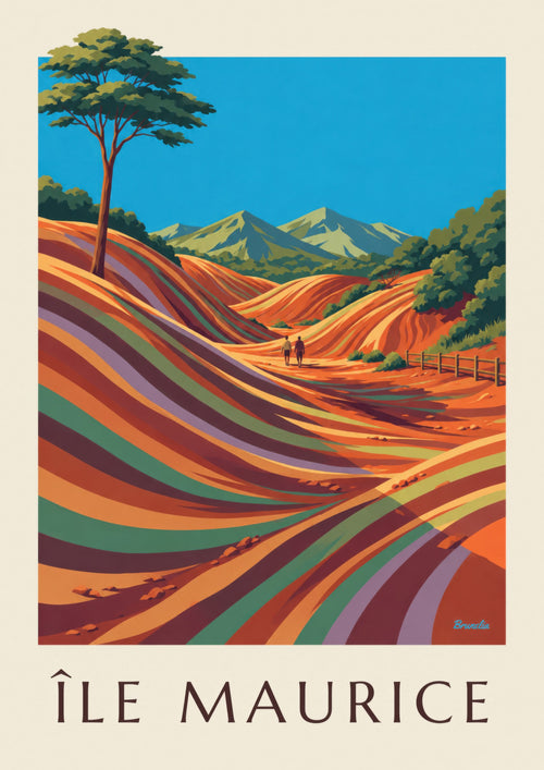 Affiche Île Maurice Chamarel terres des 7 couleurs : l'affiche entière