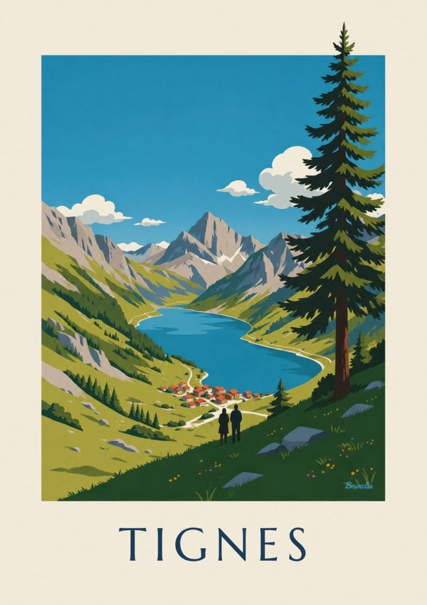 Poster de Tignes, lago Chevril azul profundo