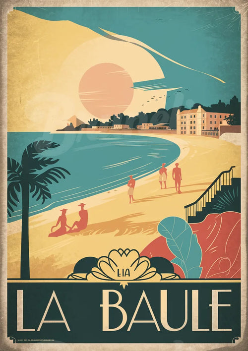 Affiche Vintage La Baule Coucher de Soleil Minimaliste