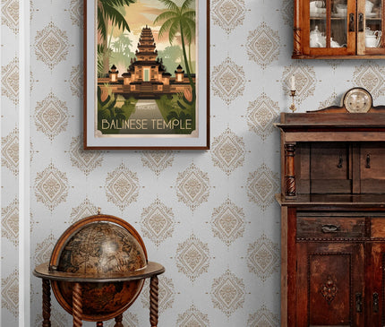 Affiche temples anciens rétro Bali
