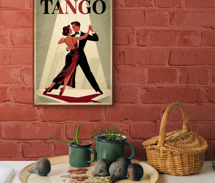Affiche danseurs tango rétro