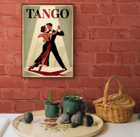 Affiche Tango couple dansant art déco rétro