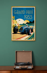 Affiche Grand Prix 1953 voiture de course