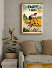 Affiche cycliste liberté rétro années 1930