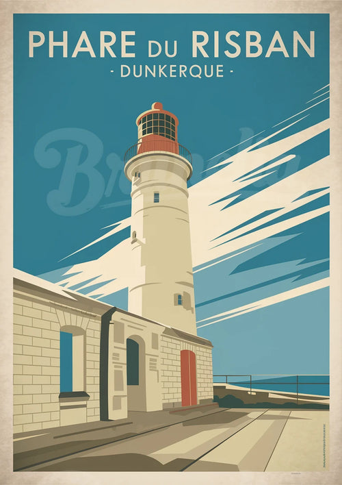 Affiche Phare du Risban – Dunkerque Style Rétro