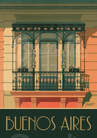 Affiche Buenos Aires balcon colonial Art déco