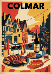 Affiche rétro – Dîner gastronomique à Colmar en Alsace