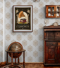 Affiche gramophone phonographe Art déco rétro