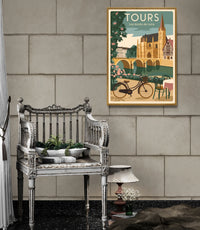Affiche Tours cathédrale et Loire style années 1930