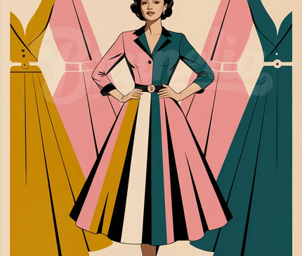 Affiche vintage robe années 60