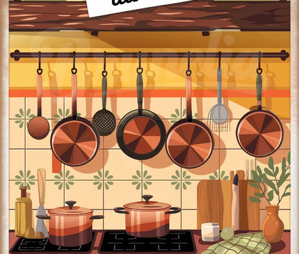 affiche vintage casseroles suspendues