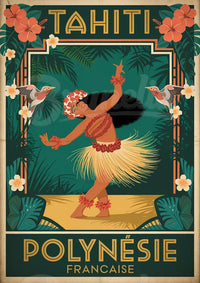 Affiche danseuse polynésienne - Art déco exotique