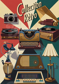 Affiche Design Rétro – Objets Vintage Années 50-60