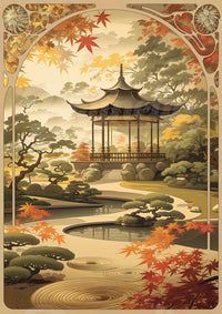Affiche Jardin Zen Traditionnel – Sérénité Automnale
