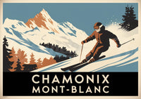Poster Skieur en Action - Descente à Chamonix Mont-Blanc