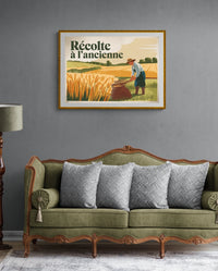 Affiche moisson ancienne femme aux champs