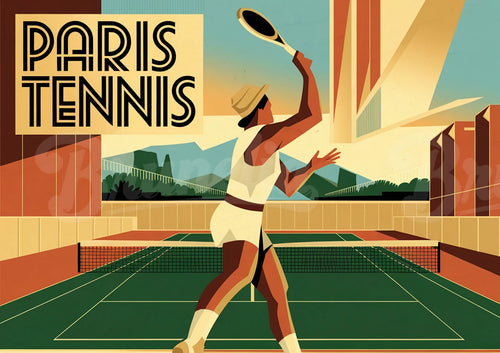 Affiche Art Déco joueur de tennis années 1920