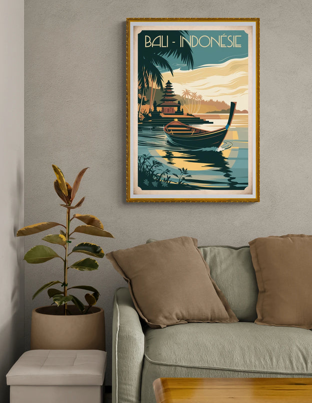 Affiche bateau traditionnel vintage Bali
