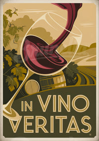 Affiche rétro dégustation de vin rouge Art Déco
