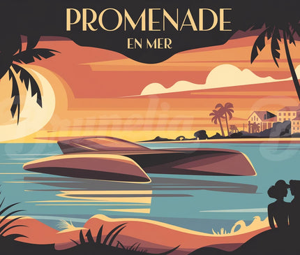 Affiche promenade maritime vintage