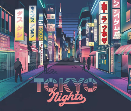 Affiche ambiance nocturne rétro Tokyo