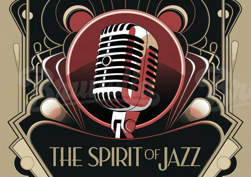 Affiche rétro microphone années 1920 Spirit of Jazz
