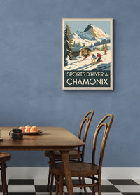 Affiche Chamonix sports d'hiver années 1930