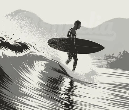 affiche surf vintage noir et blanc 2