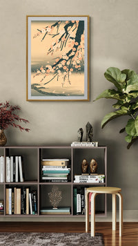 Affiche Branche Fleurie Lac Japonais Style Ukiyo-e