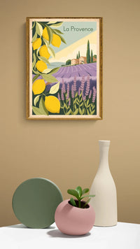 Affiche La Provence lavande citrons et maison provençale