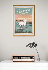 Affiche cheval blanc Camargue mon paradis