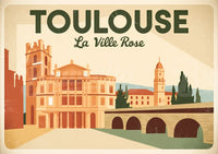 Affiche Ville Rose style Art Déco Toulouse